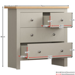 Lassic Vida Designs Arlington Grey 2+2 Drawer Chest (H)810mm (W)790mm (D)350mm - thumbnail 2