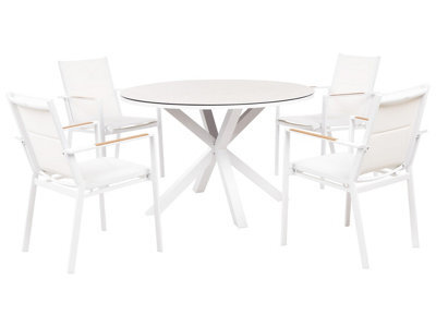 Beliani Garden Dining Set 4 Seater Maletto/busseto Metal White