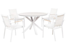 Beliani Garden Dining Set 4 Seater Maletto/busseto Metal White - thumbnail 1