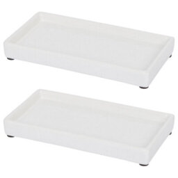 Harbour Housewares Ceramic Soap Dispenser Trays - White - Pack Of 2 - thumbnail 1