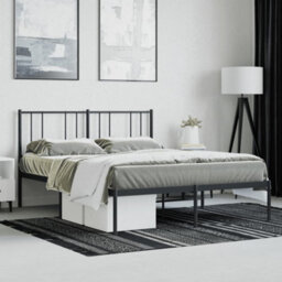 Berkfield Metal Bed Frame With Headboard Black 120X190 Cm 4Ft Small Double - thumbnail 4