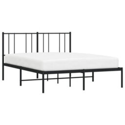 Berkfield Metal Bed Frame With Headboard Black 120X190 Cm 4Ft Small Double - thumbnail 3