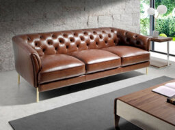 Angel Cerda Elegant Chester 3-Seater Sofa In Cognac Brown Leather - thumbnail 5