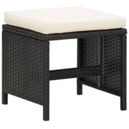 Walplus 5 Piece Outdoor Dining Set With Cushions Poly Rattan Black - thumbnail 9