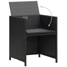 Walplus 5 Piece Outdoor Dining Set With Cushions Poly Rattan Black - thumbnail 8