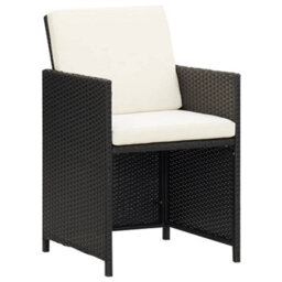 Walplus 5 Piece Outdoor Dining Set With Cushions Poly Rattan Black - thumbnail 6