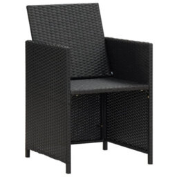 Walplus 5 Piece Outdoor Dining Set With Cushions Poly Rattan Black - thumbnail 7