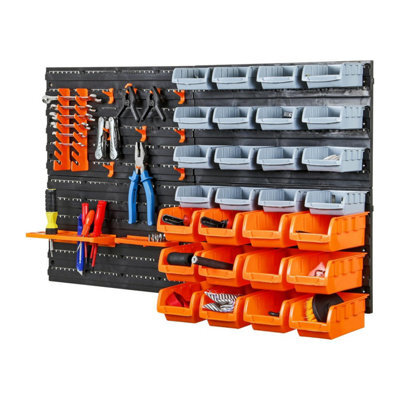 Taylor & Brown 44Pc Wall Mounted Storage Bins & Backboards Tool Organizergarage, Workshop, Diy Shed Plastic Drawer Rack - image 1