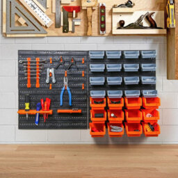 Taylor & Brown 44Pc Wall Mounted Storage Bins & Backboards Tool Organizergarage, Workshop, Diy Shed Plastic Drawer Rack - thumbnail 4