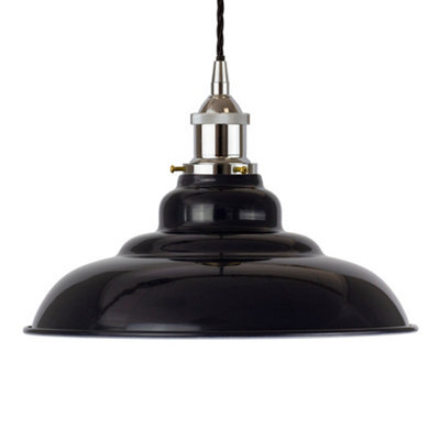 Navy Blue St Edmund's Painted Dome Pendant Light With Nickel Lamp Holder And Black Twisted Cable - Se Home - image 1