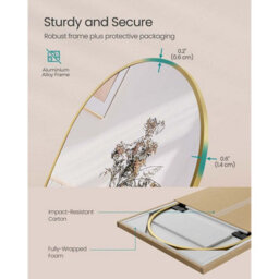Arched Standing Mirror, Curved Floor Mirror With Aluminum Frame, Full Body Reflection, Bedroom Decor, Pale Gold - thumbnail 4
