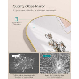 Arched Standing Mirror, Curved Floor Mirror With Aluminum Frame, Full Body Reflection, Bedroom Decor, Pale Gold - thumbnail 5