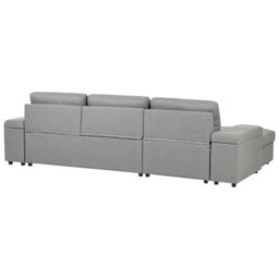 Beliani Corner Sofa Bed 3 Seater Hrisey Faux Linen Grey With Storage Right Hand - thumbnail 8