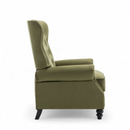 Velvet Sage Green Buttoned Carmona Wingback Recliner Chair - thumbnail 7