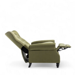 Velvet Sage Green Buttoned Carmona Wingback Recliner Chair - thumbnail 8
