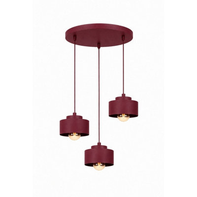 Luminosa Lighting Luminosa Simply Cluster Pendant Ceiling Light Burgundy 3X E27 - image 1