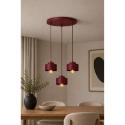Luminosa Lighting Luminosa Simply Cluster Pendant Ceiling Light Burgundy 3X E27 - thumbnail 2