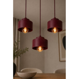 Luminosa Lighting Luminosa Simply Cluster Pendant Ceiling Light Burgundy 3X E27 - thumbnail 3