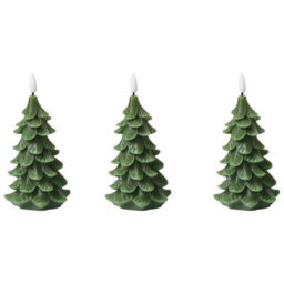 Beliani Set Of 3 Led Candles Veloura Christmas Tree 16 Cm Green - thumbnail 4
