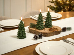Beliani Set Of 3 Led Candles Veloura Christmas Tree 16 Cm Green - thumbnail 2