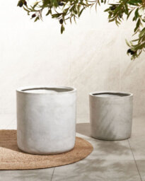 Beliani Messene Round Fibre Clay Plant Pot, Indoor & Outdoor Use, 51X51X50 Cm, Grey - thumbnail 2