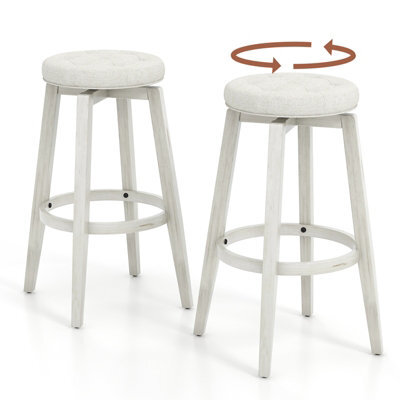 Costway Set Of 2 Bar Stools Kitchen Upholstered Chair 360 Swivel Pub Stool 76Cm - image 1