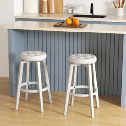Costway Set Of 2 Bar Stools Kitchen Upholstered Chair 360 Swivel Pub Stool 76Cm - thumbnail 3