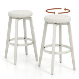 Costway Set Of 2 Bar Stools Kitchen Upholstered Chair 360 Swivel Pub Stool 76Cm - thumbnail 1