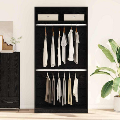 Walplus Wardrobe With Shelf Black Oak 100 X 50 X 200 Cm Engineered Wood - image 1