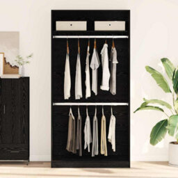 Walplus Wardrobe With Shelf Black Oak 100 X 50 X 200 Cm Engineered Wood