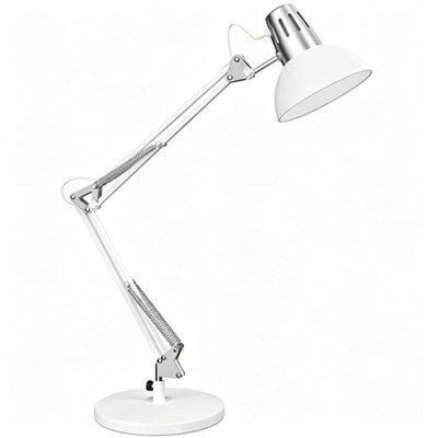 Amorly Matte White Multi Joint Articulated Desk Lamp, Metal Base, Partially Adjustable Swing Arm,decorative Table Lamp For Home & Office - image 1