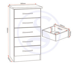 Seconique Nevada 5 Drawer Narrow Chest In Grey  Light Oak Effect Veneer - thumbnail 8