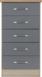 Seconique Nevada 5 Drawer Narrow Chest In Grey  Light Oak Effect Veneer - thumbnail 3