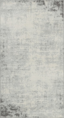 Livabliss Roma-Abstract Charcoal Grey Off-White Modern Marble Living Dining Bedroom Rug 80 X 150 Cm Easy Care, Non Shedding - image 1