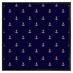 "Andrew Lee White & Red Anchors On Navy (Picutre Frame) / 20X20"" / Oak" - thumbnail 4
