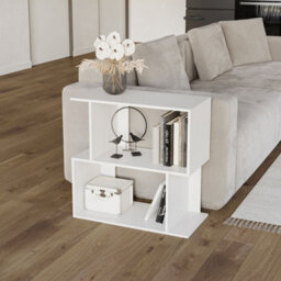 Urbn-Living Urbnliving 60Cm Width White 2-Tier Bookcase Irregular Storage Shelf Wooden Shelving Display Organiser Unit