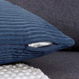 "Deconovo Set Of 2 Super Soft Corduroy Cushion Covers Dark Blue 20""x20""" - thumbnail 4