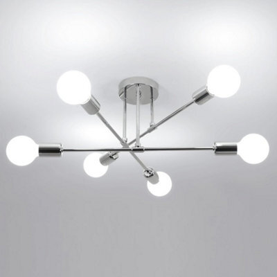 Ceiling Light 6-Light E27 Pendant Light Silver 52Cm Semi-Flush - image 1