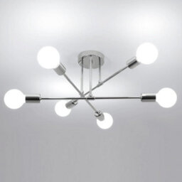 Ceiling Light 6-Light E27 Pendant Light Silver 52Cm Semi-Flush - thumbnail 1