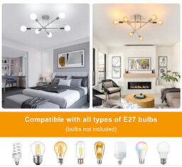 Ceiling Light 6-Light E27 Pendant Light Silver 52Cm Semi-Flush - thumbnail 3