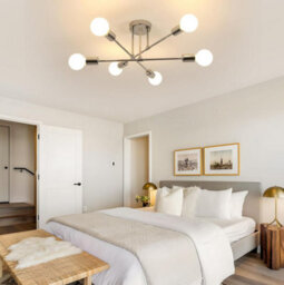 Ceiling Light 6-Light E27 Pendant Light Silver 52Cm Semi-Flush - thumbnail 2