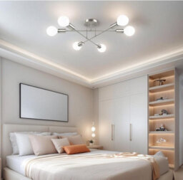 Ceiling Light 6-Light E27 Pendant Light Silver 52Cm Semi-Flush - thumbnail 5