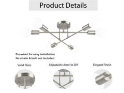 Ceiling Light 6-Light E27 Pendant Light Silver 52Cm Semi-Flush - thumbnail 4