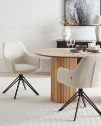 Beliani Set Of 2 Dining Chairs Swivel Jodar Fabric Light Beige - thumbnail 2