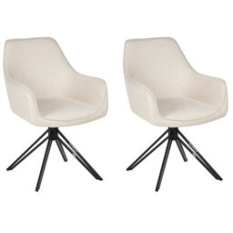 Beliani Set Of 2 Dining Chairs Swivel Jodar Fabric Light Beige - thumbnail 1