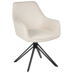 Beliani Set Of 2 Dining Chairs Swivel Jodar Fabric Light Beige - thumbnail 4