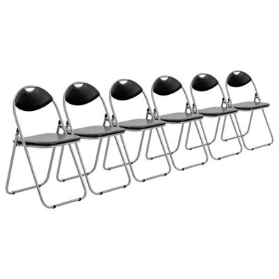 Harbour Housewares 6X Padded Folding Chairs - Black/silver - Metal Frame Easy Store Portable Folding Seats - image 1