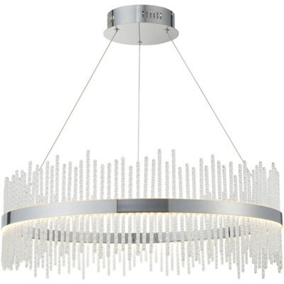 Loops Hanging Ceiling Pendant Light - Chrome Plate & Clear Glass - 56W Led (Smd 2835) Warm White - image 1