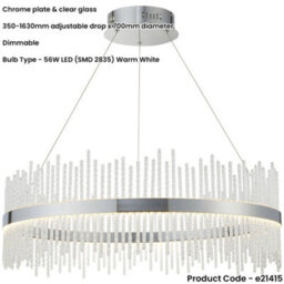 Loops Hanging Ceiling Pendant Light - Chrome Plate & Clear Glass - 56W Led (Smd 2835) Warm White - thumbnail 2