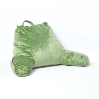 Homescapes Green Reading Pillow Memory Foam Filling & Velvet Cover, Large - image 1